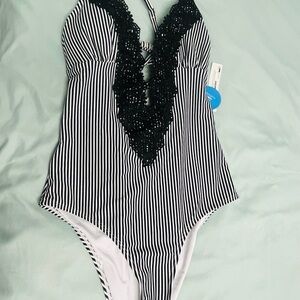 Cupshe Black and White Striped Swimsuit